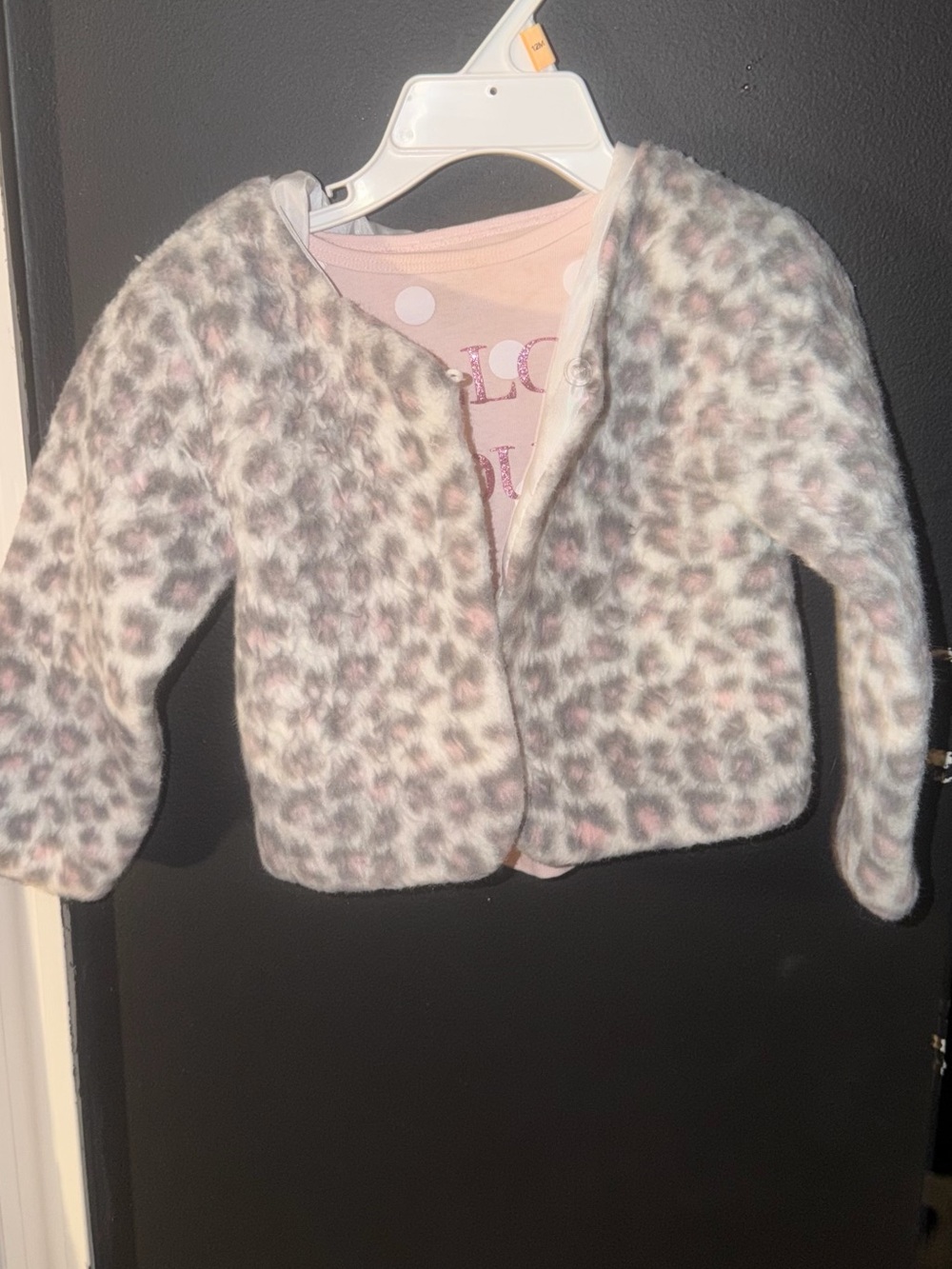 Girls Faux-Fur Leopard Print Jacket + Long Sleeve Shirt